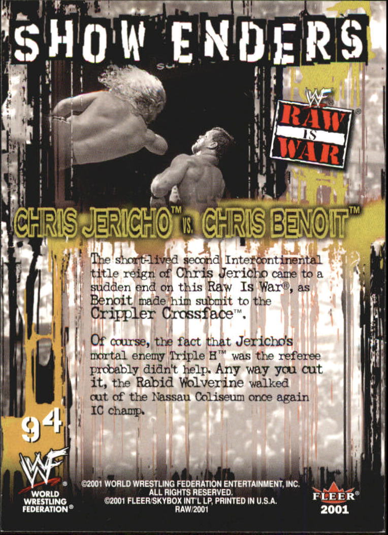 2001 Fleer WWF Raw Is War #94 Chris Jericho vs. Benoit SE back image