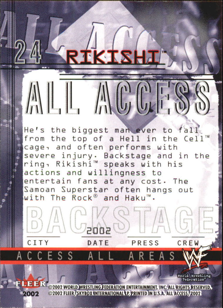 2002 Fleer WWF All Access #24 Rikishi back image