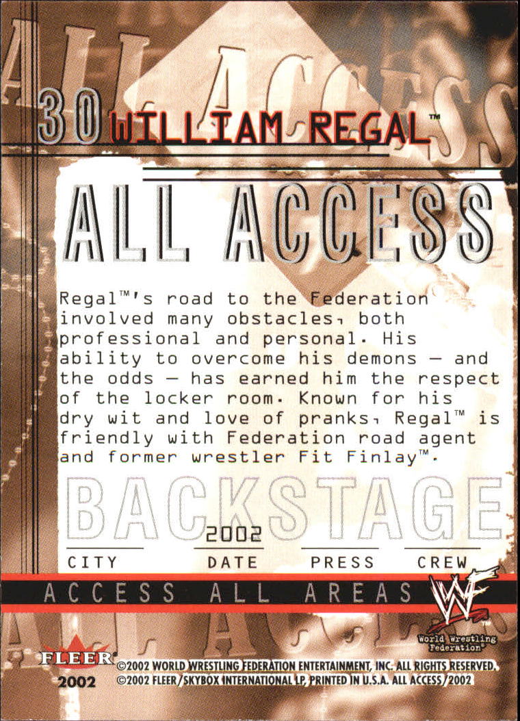 2002 Fleer WWF All Access #30 William Regal back image
