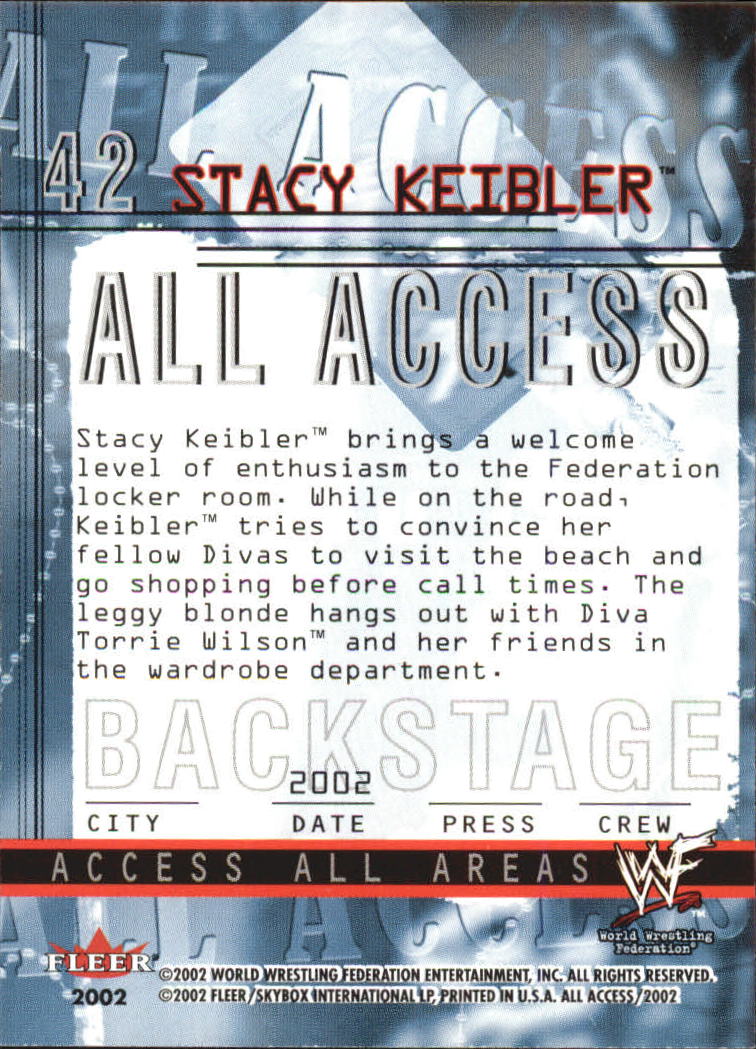 2002 Fleer WWF All Access #42 Stacy Keibler RC back image