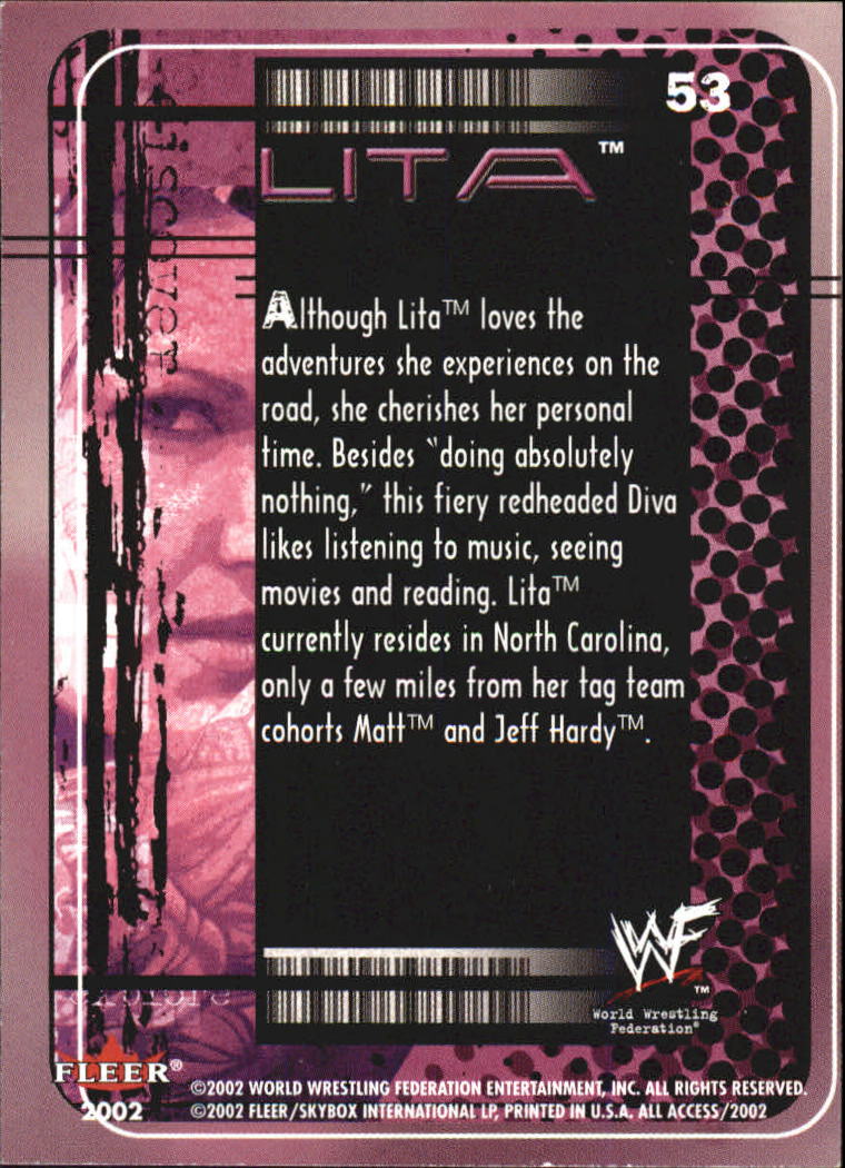 2002 Fleer WWF All Access #53 Lita OTM back image