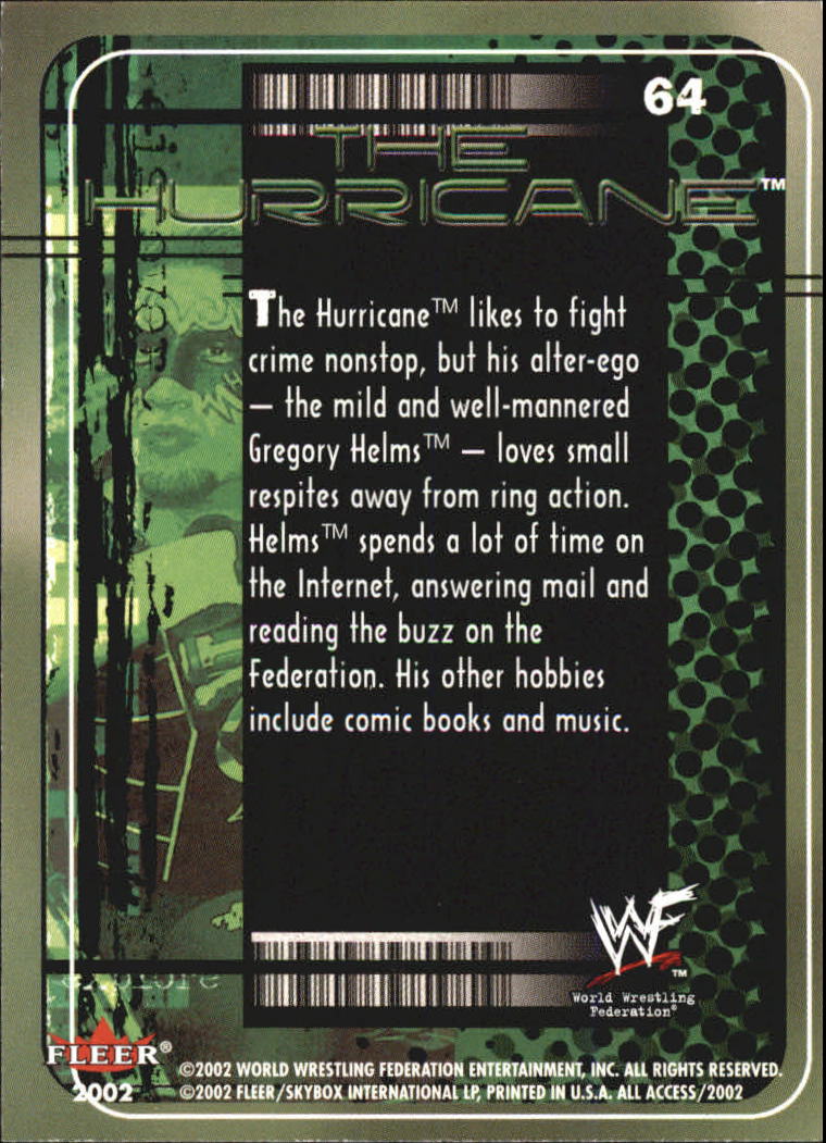 2002 Fleer WWF All Access #64 The Hurricane OTM back image