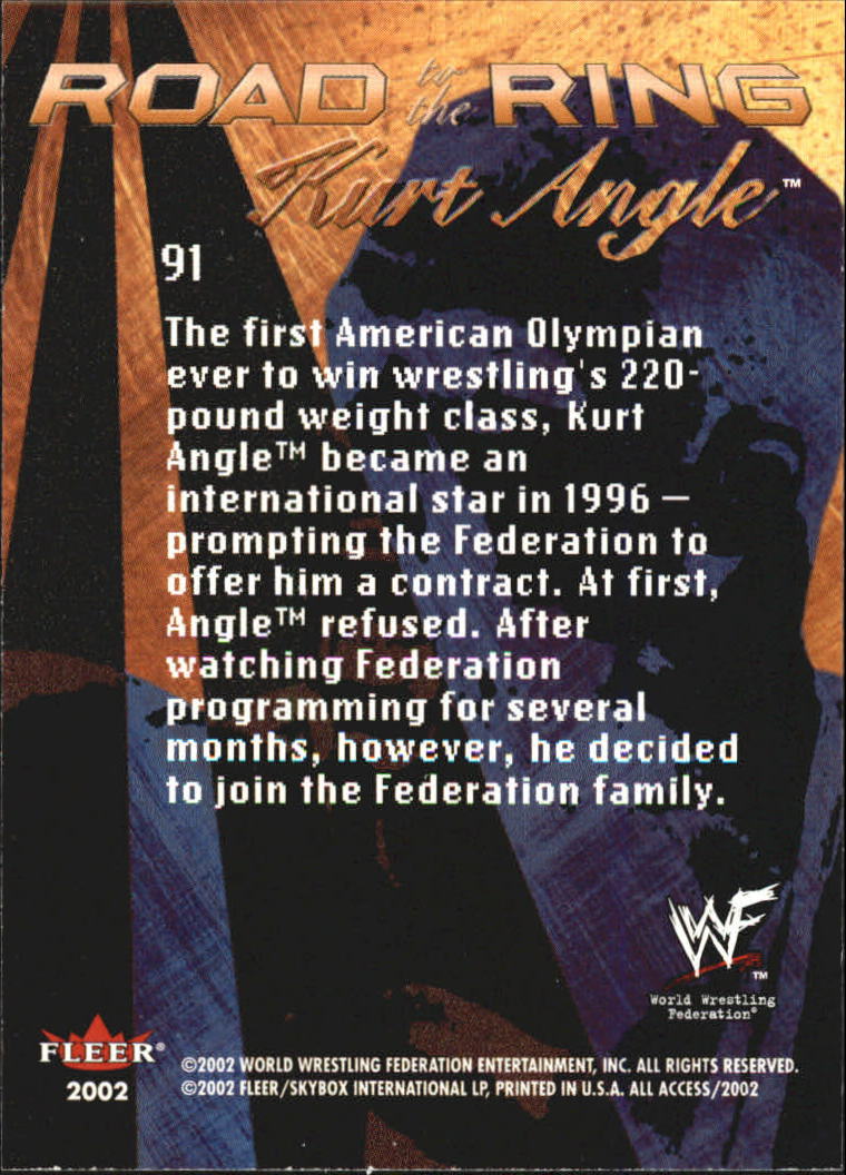 2002 Fleer WWF All Access #91 Kurt Angle RR back image