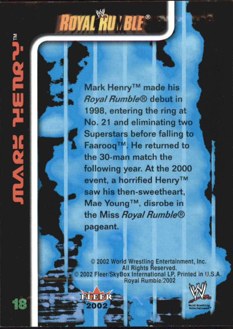 2002 Fleer WWE Royal Rumble #18 Mark Henry back image
