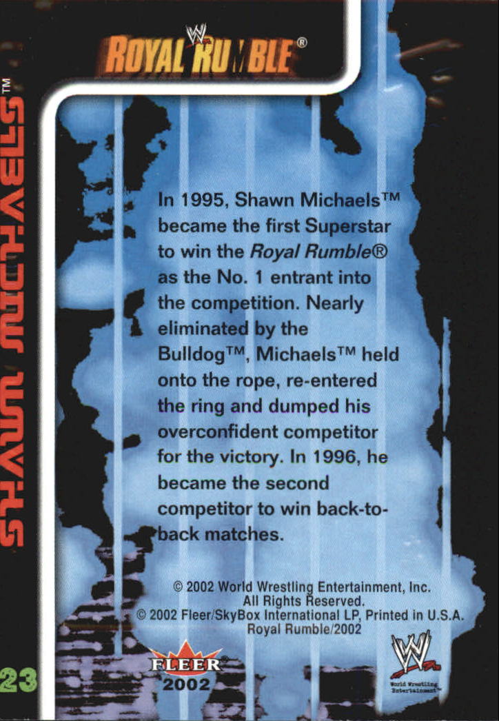 2002 Fleer WWE Royal Rumble #23 Shawn Michaels back image
