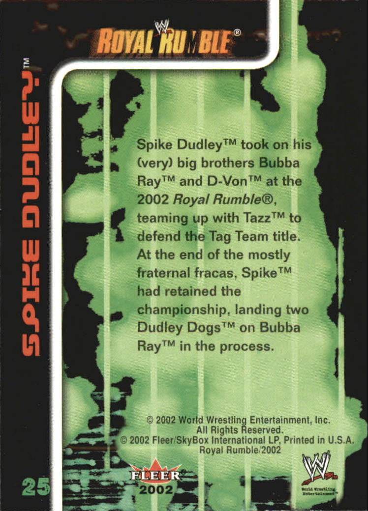 2002 Fleer WWE Royal Rumble #25 Spike Dudley back image