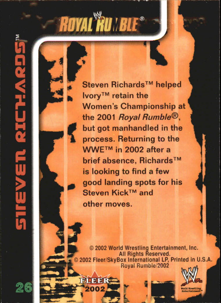 2002 Fleer WWE Royal Rumble #26 Steven Richards back image