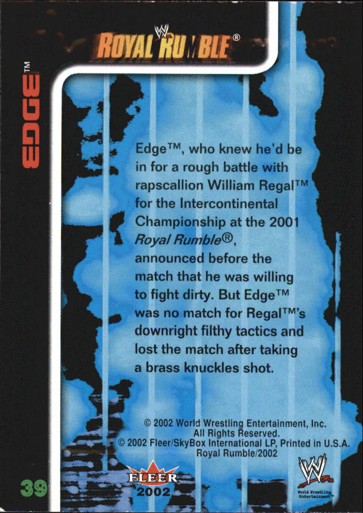 2002 Fleer WWE Royal Rumble #39 Edge back image