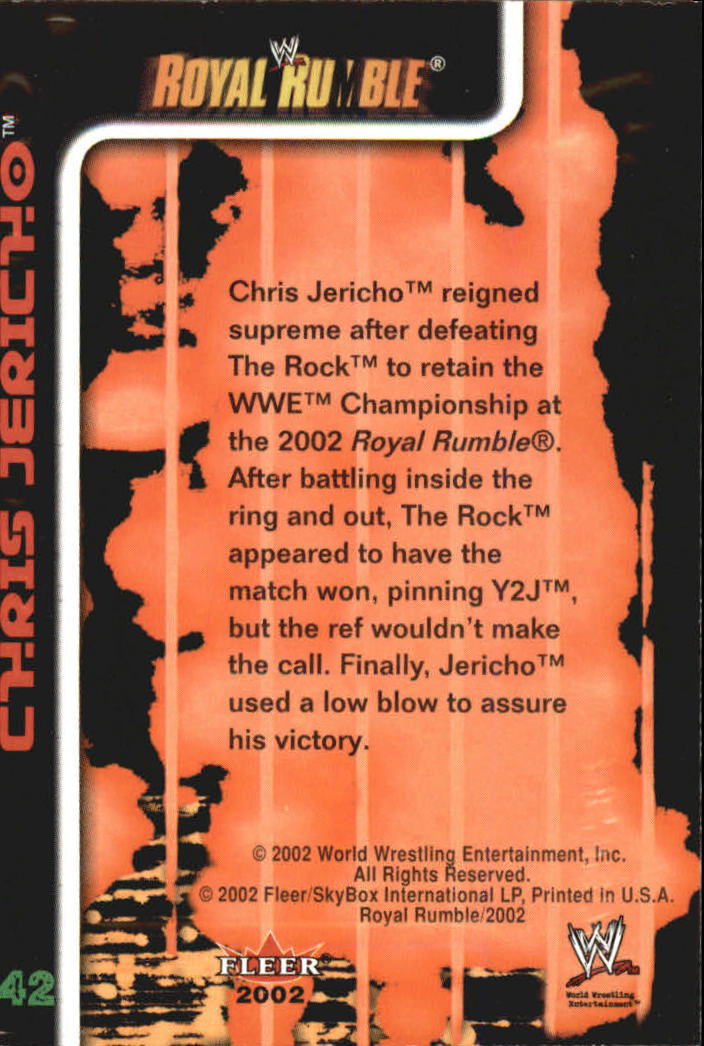 2002 Fleer WWE Royal Rumble #42 Chris Jericho back image