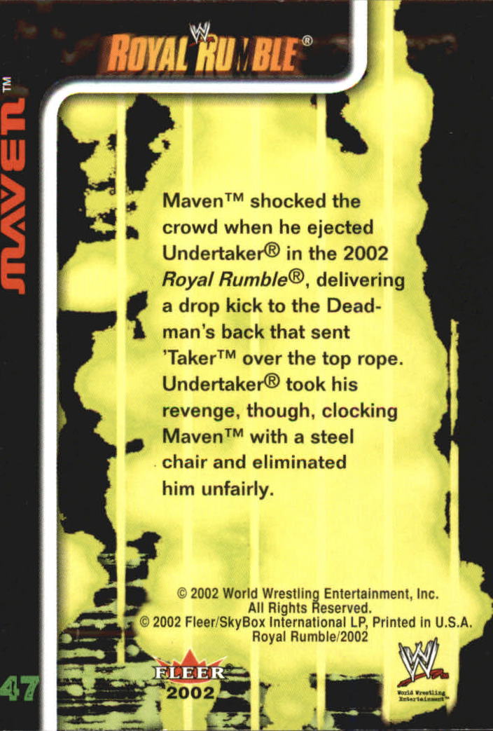 2002 Fleer WWE Royal Rumble #47 Maven RC back image