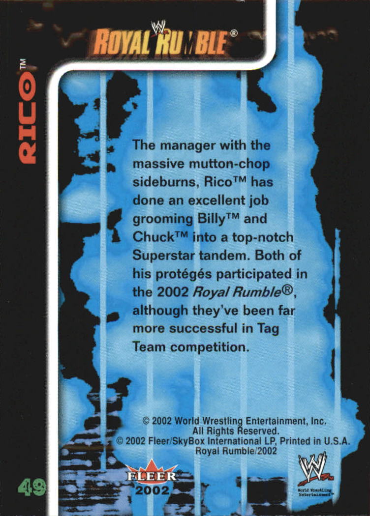 2002 Fleer WWE Royal Rumble #49 Rico RC back image