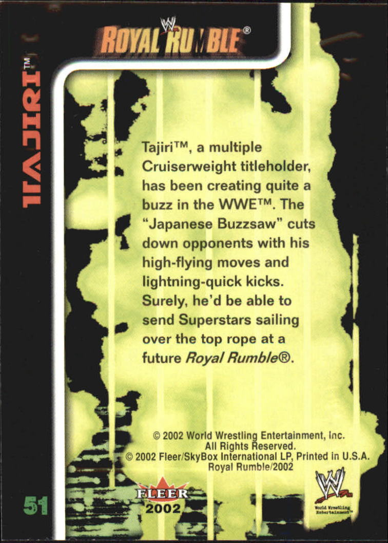 2002 Fleer WWE Royal Rumble #51 Tajiri back image