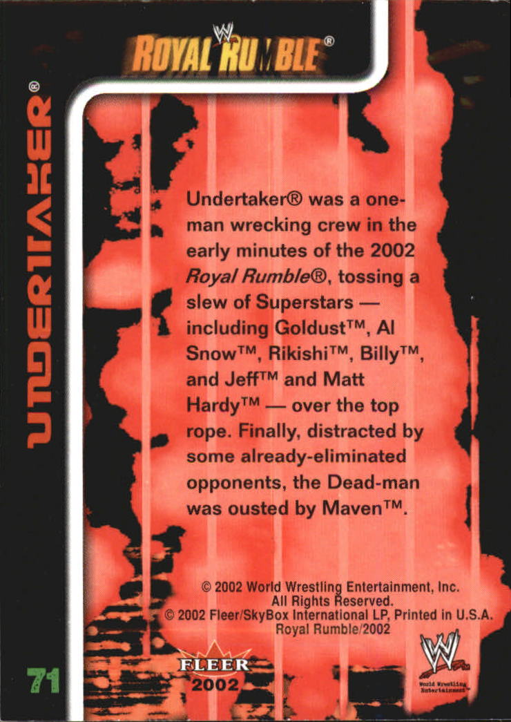2002 Fleer WWE Royal Rumble #71 Undertaker back image