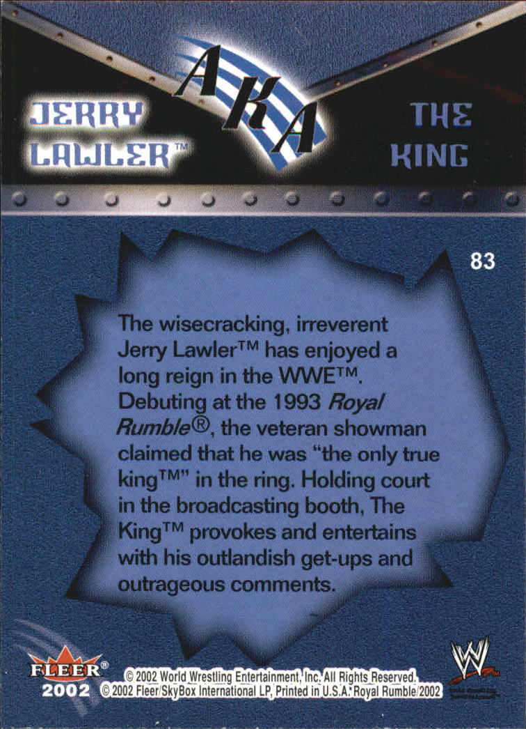 2002 Fleer WWE Royal Rumble #83 Jerry Lawler AKA back image
