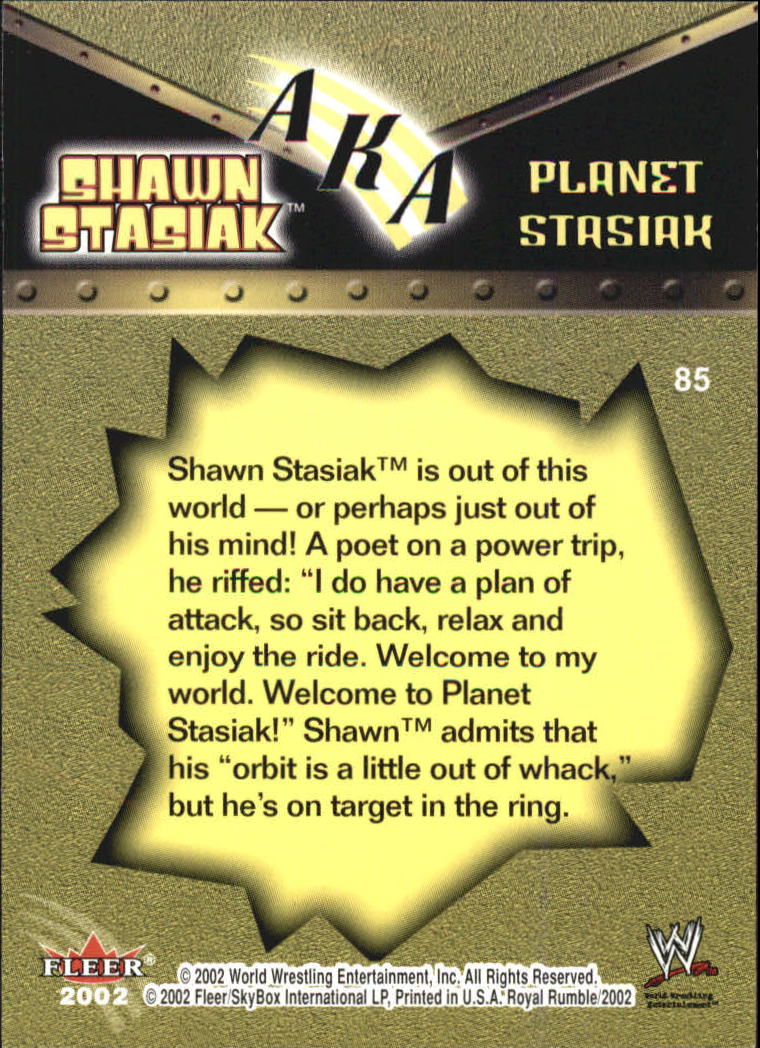 2002 Fleer WWE Royal Rumble #85 Shawn Stasiak AKA back image