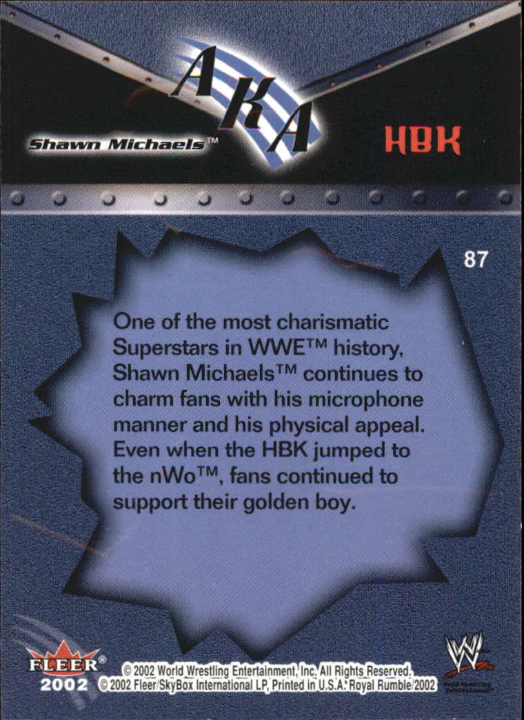 2002 Fleer WWE Royal Rumble #87 Shawn Michaels AKA back image