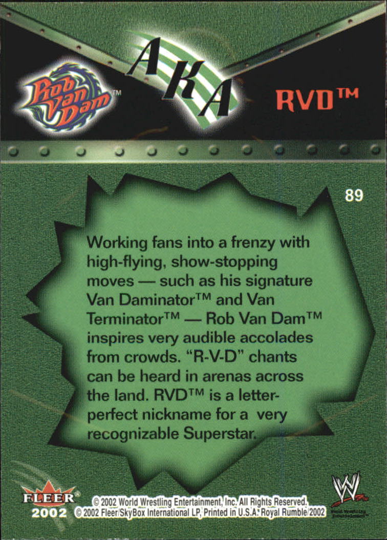 2002 Fleer WWE Royal Rumble #89 Rob Van Dam AKA back image
