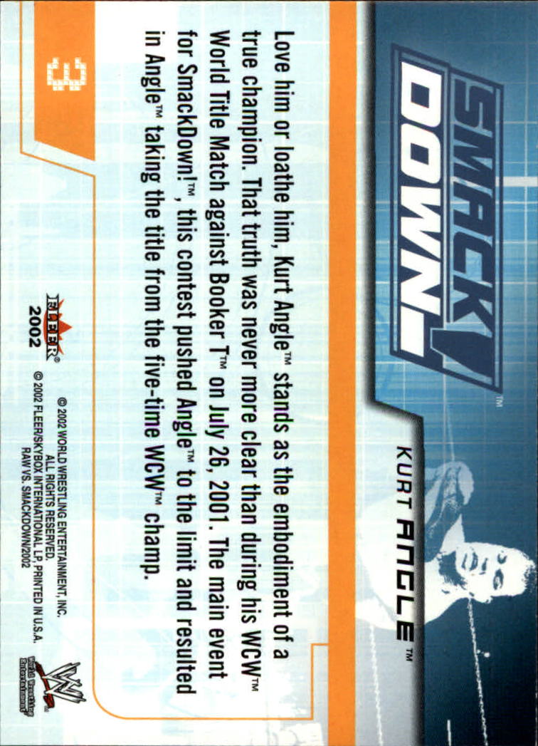 2002 Fleer WWE Raw vs. SmackDown #3 Kurt Angle back image