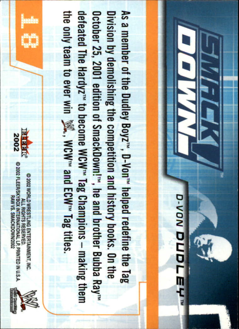2002 Fleer WWE Raw vs. SmackDown #18 D-Von Dudley back image
