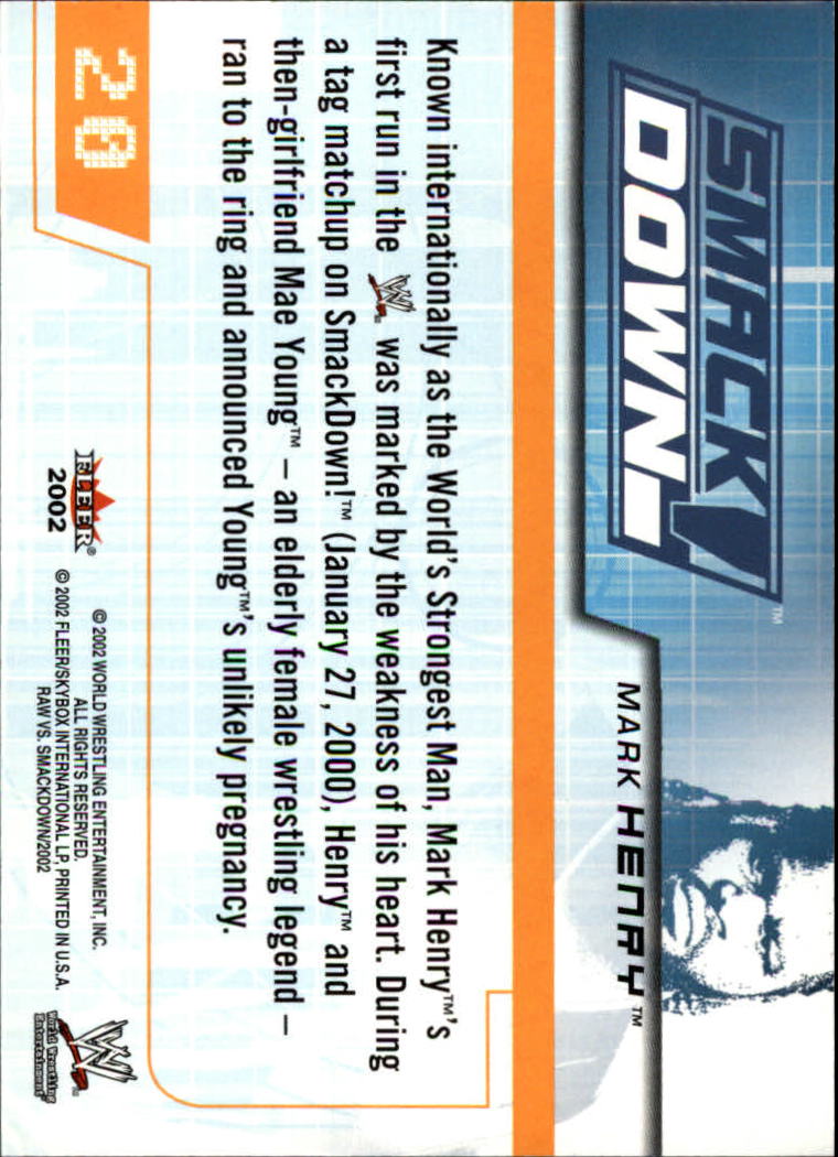 2002 Fleer WWE Raw vs. SmackDown #20 Mark Henry back image