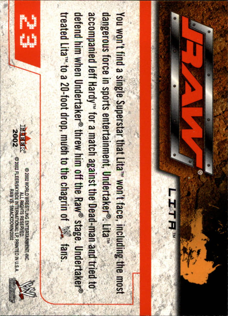 2002 Fleer WWE Raw vs. SmackDown #23 Lita back image