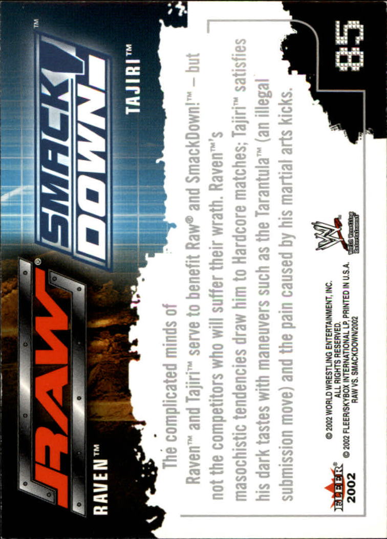 2002 Fleer WWE Raw vs. SmackDown #85 Raven vs. Tajiri RVS back image