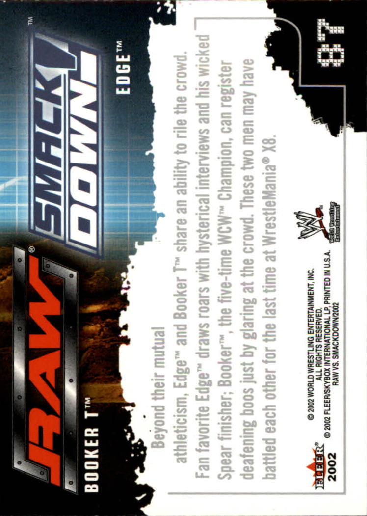 2002 Fleer WWE Raw vs. SmackDown #87 Booker T vs. Edge RVS back image