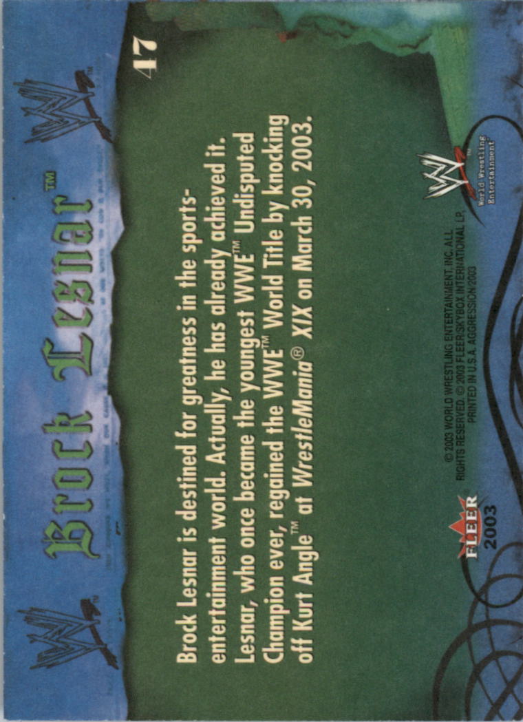 2003 Fleer WWE Aggression #47 Brock Lesnar back image