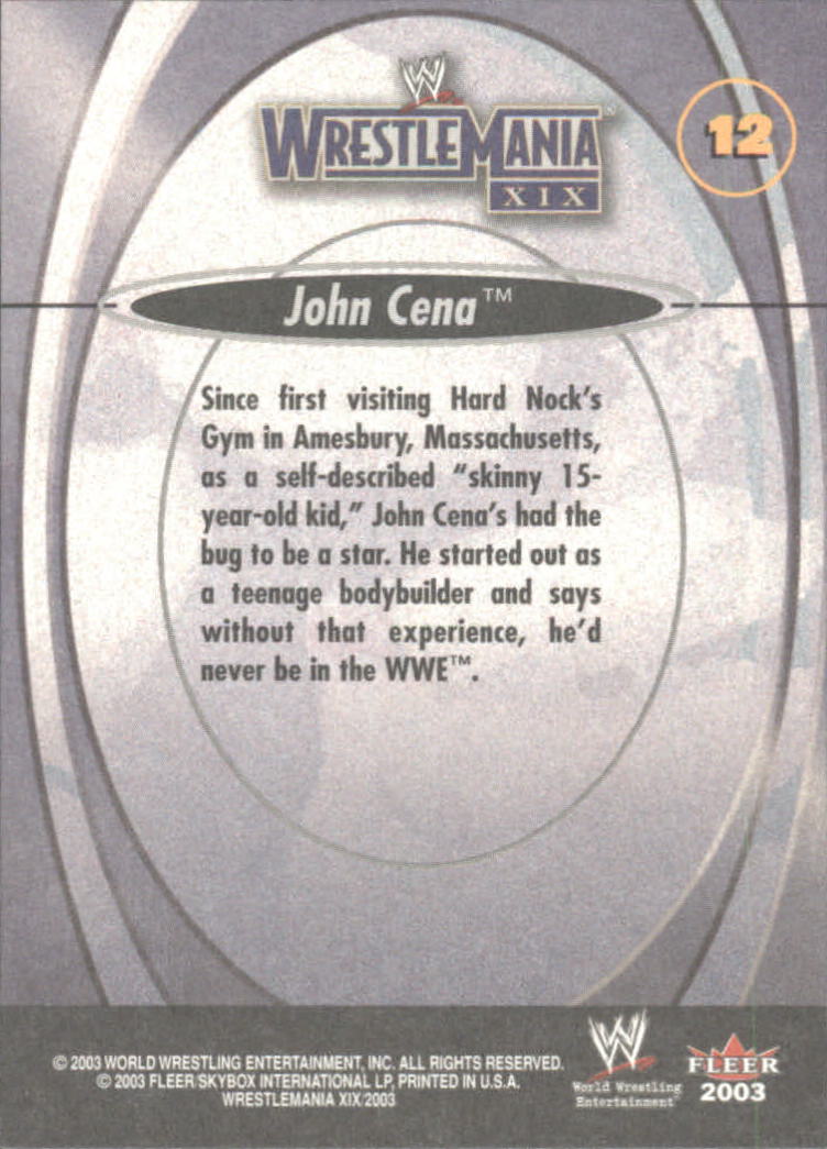 2003 Fleer WWE WrestleMania XIX #12 John Cena back image