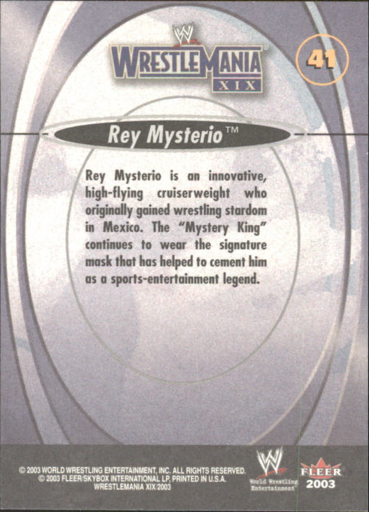 2003 Fleer WWE WrestleMania XIX #41 Rey Mysterio back image