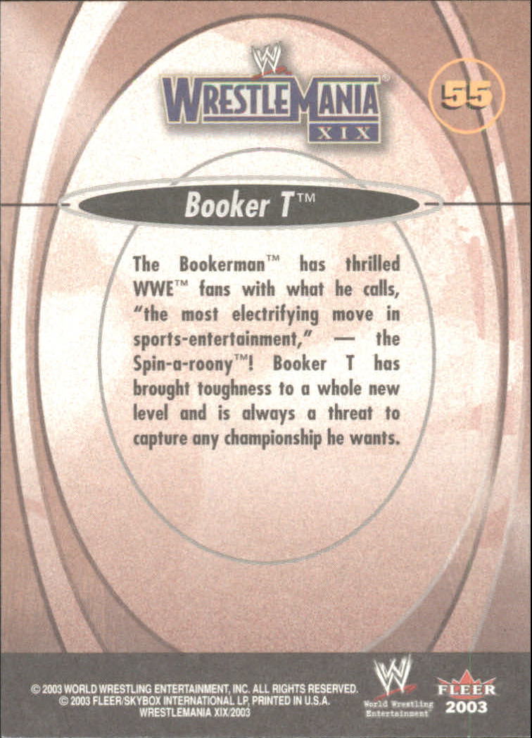2003 Fleer WWE WrestleMania XIX #55 Booker T back image