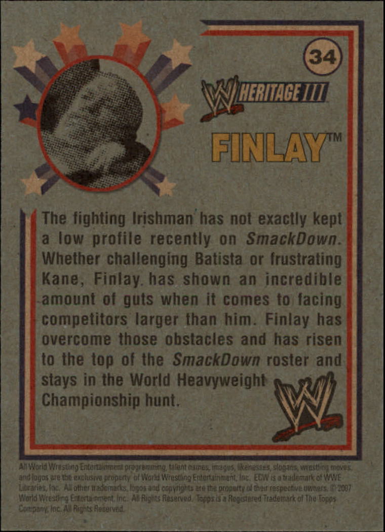 2007 Topps Heritage III WWE #34 Finlay back image