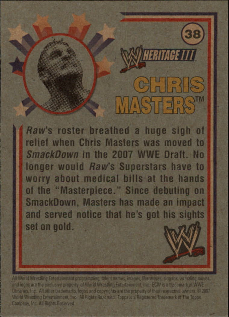 2007 Topps Heritage III WWE #38 Chris Masters back image