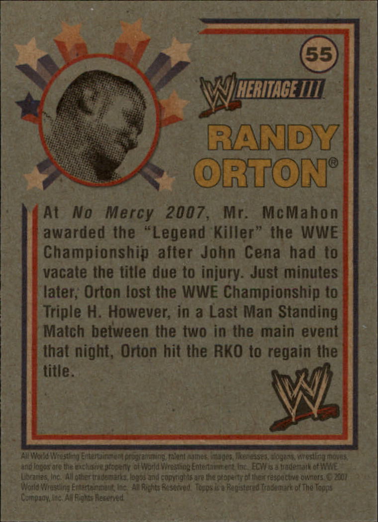 2007 Topps Heritage III WWE #55 Randy Orton back image
