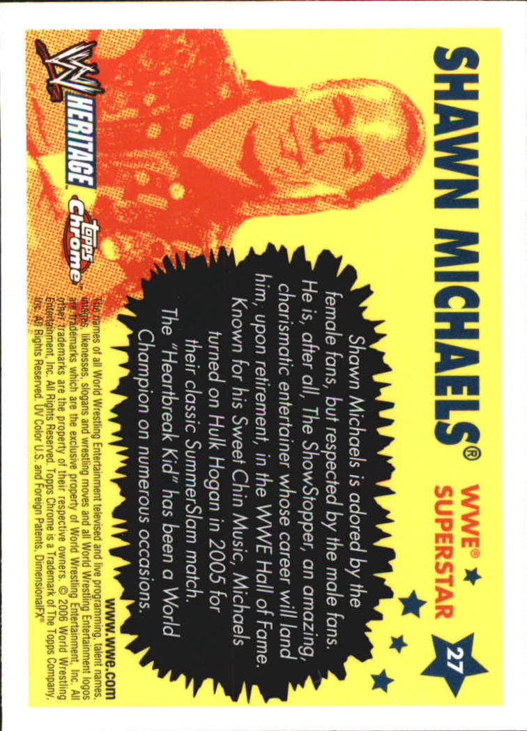 2006 Topps Heritage Chrome WWE #27 Shawn Michaels back image