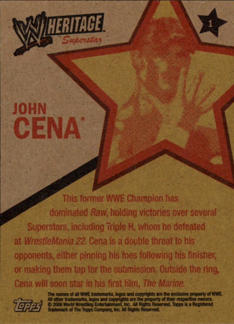 2006 Topps Heritage II WWE #1 John Cena back image