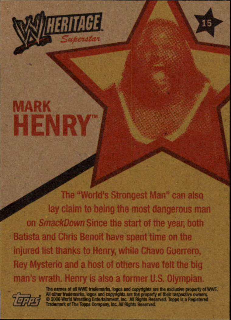 2006 Topps Heritage II WWE #15 Mark Henry back image