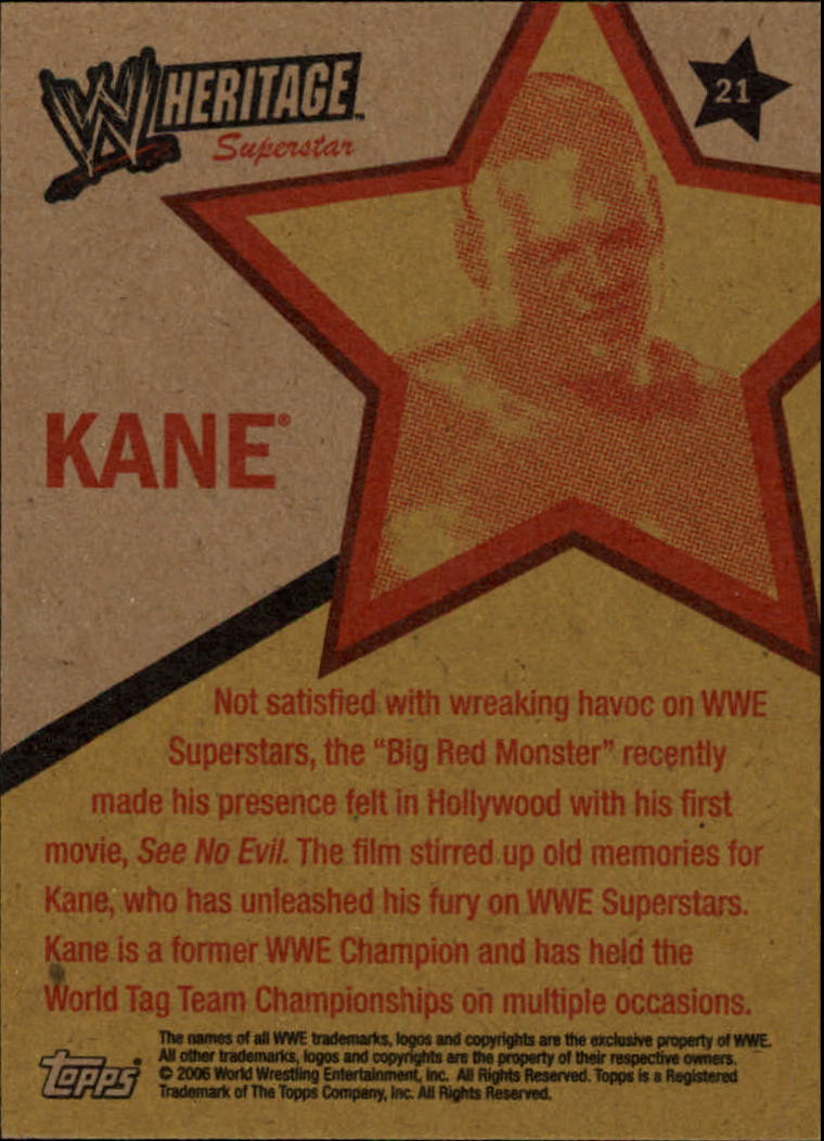 2006 Topps Heritage II WWE #21 Kane back image