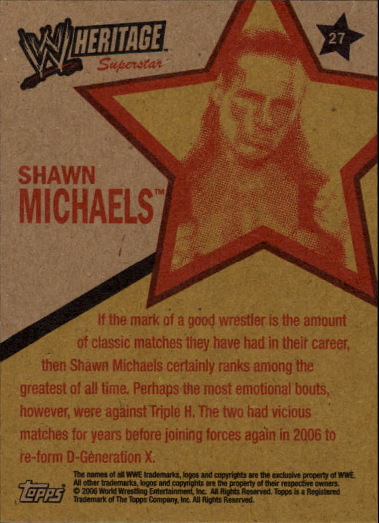 2006 Topps Heritage II WWE #27 Shawn Michaels back image