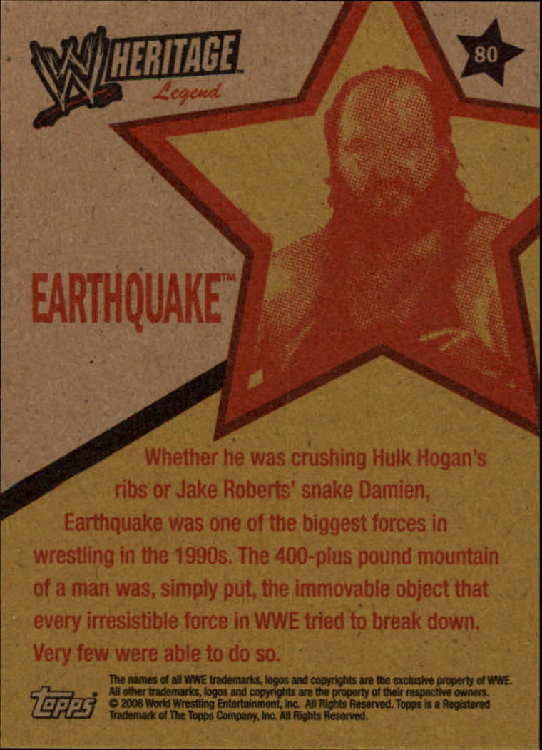 2006 Topps Heritage II WWE #80 Earthquake L back image