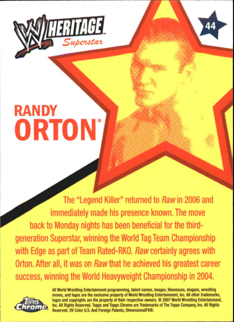 2007 Topps Heritage II Chrome WWE #44 Randy Orton back image