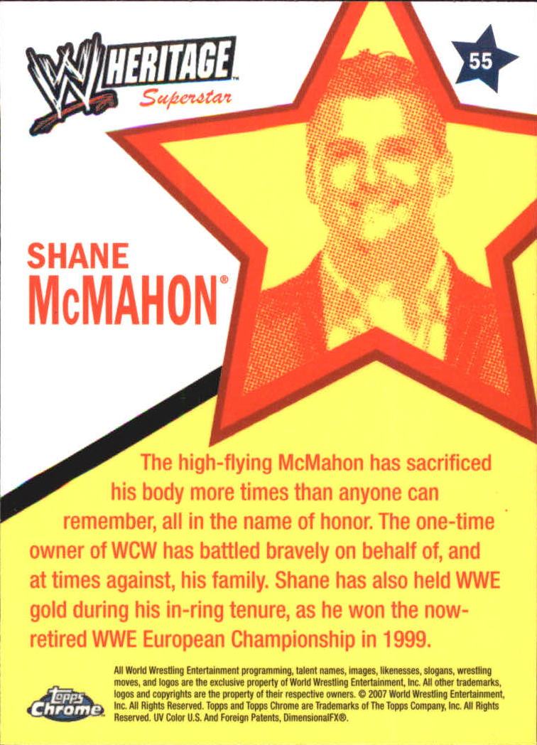 2007 Topps Heritage II Chrome WWE #55 Shane McMahon back image