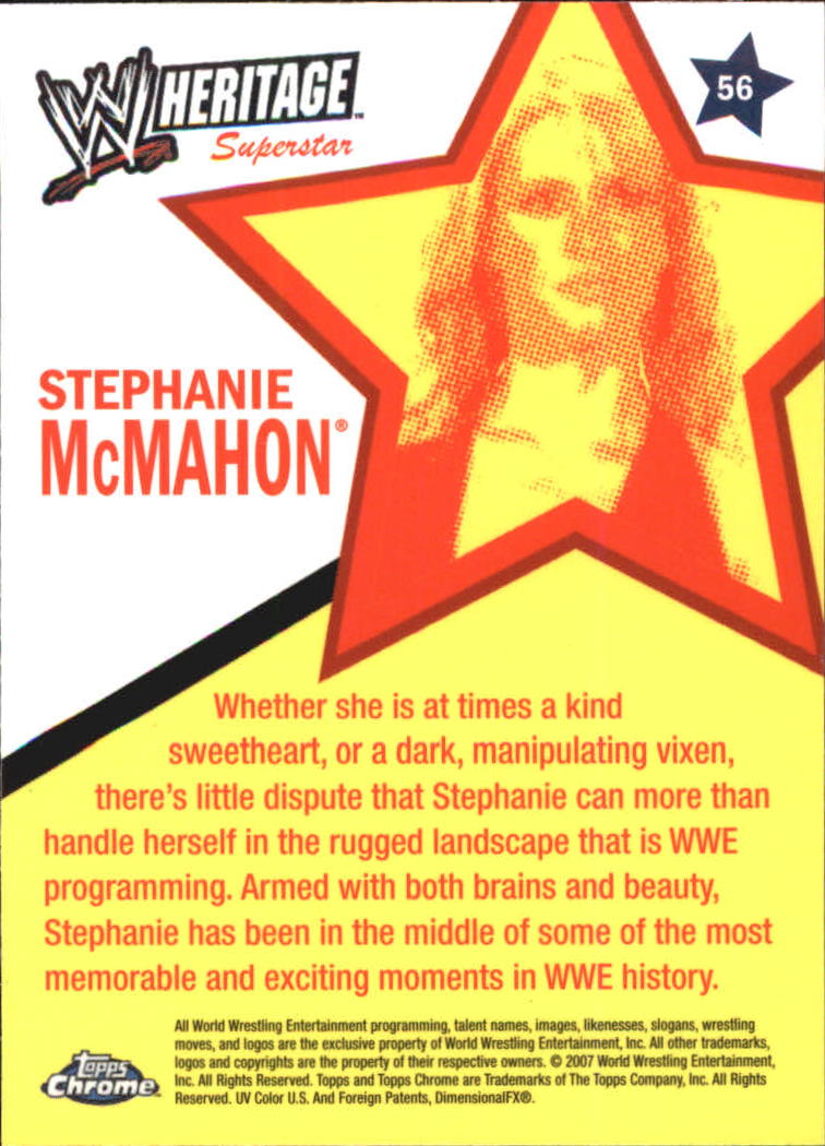 2007 Topps Heritage II Chrome WWE #56 Stephanie McMahon back image