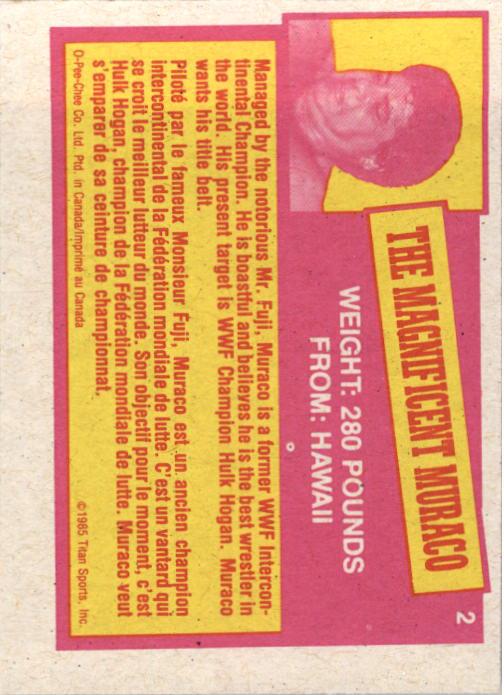 1985-86 O-Pee-Chee WWF Series 2 #2 The Magnificent Muraco RC back image