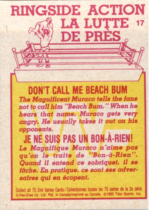 1985-86 O-Pee-Chee WWF Series 2 #17 Don't Call Me Beach Bum back image