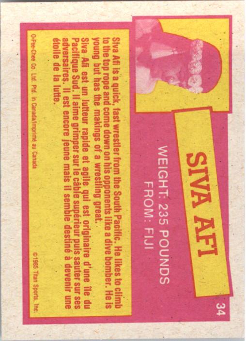 1985-86 O-Pee-Chee WWF Series 2 #34 Siva Afi RC back image