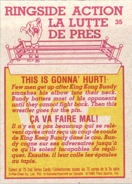 1985-86 O-Pee-Chee WWF Series 2 #35 This Is Gonna' Hurt! back image