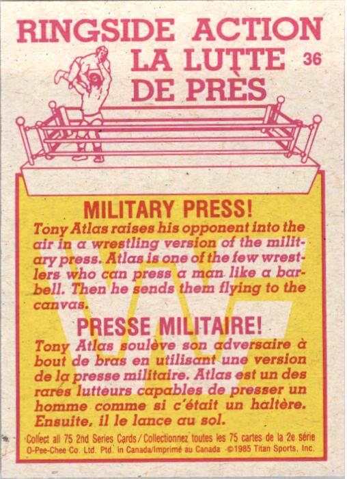 1985-86 O-Pee-Chee WWF Series 2 #36 Military Press! back image