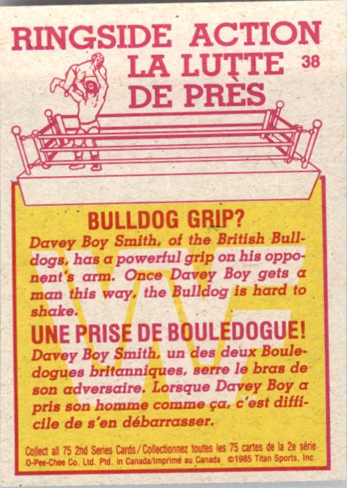 1985-86 O-Pee-Chee WWF Series 2 #38 Bulldog Grip! back image
