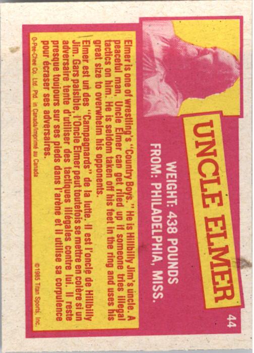 1985-86 O-Pee-Chee WWF Series 2 #44 Uncle Elmer RC back image